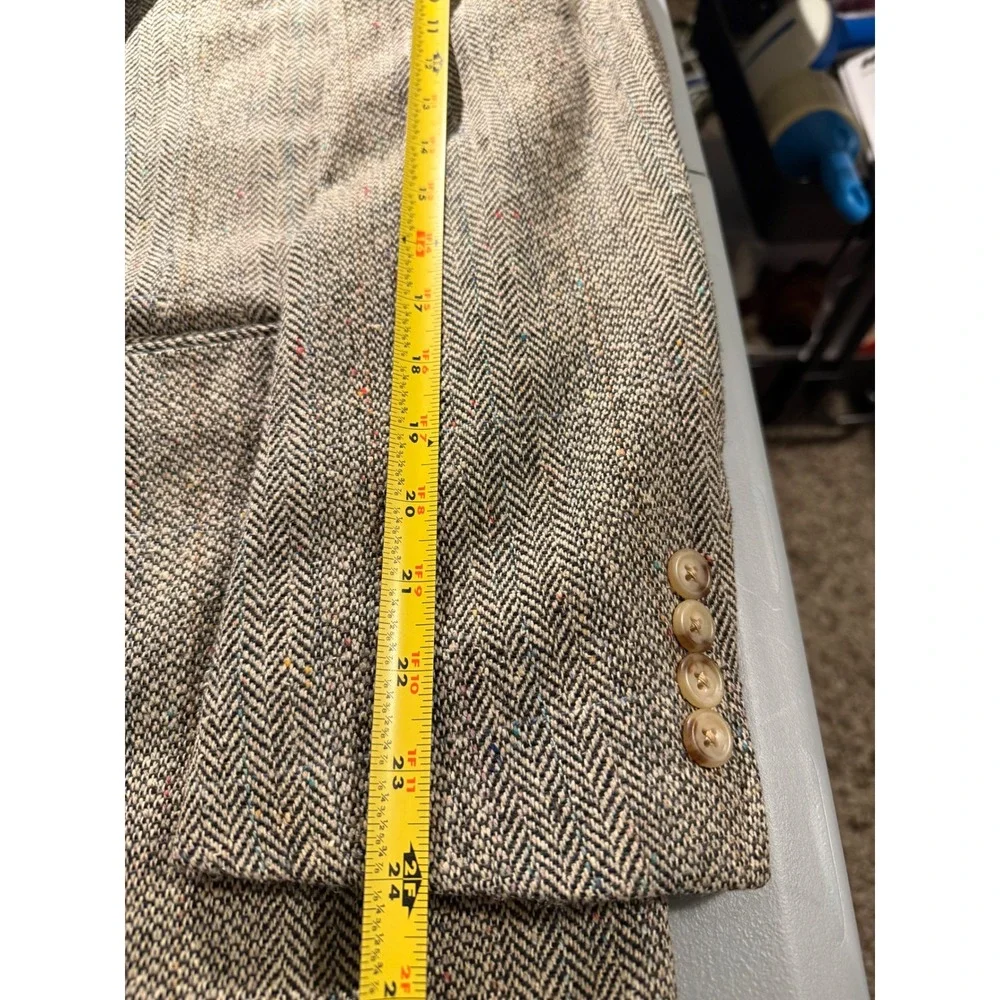 Polo Ralph Lauren Mens Herringbone Tweed‎ Blazer Sport Coat Tan Brown USA Made